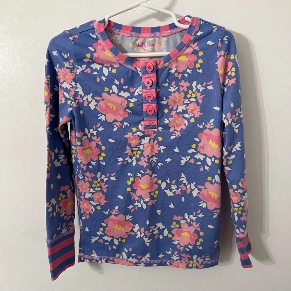 Matilda Jane Size 6 floral blue and pink long sleeve pajama top shirt - Picture 4 of 7